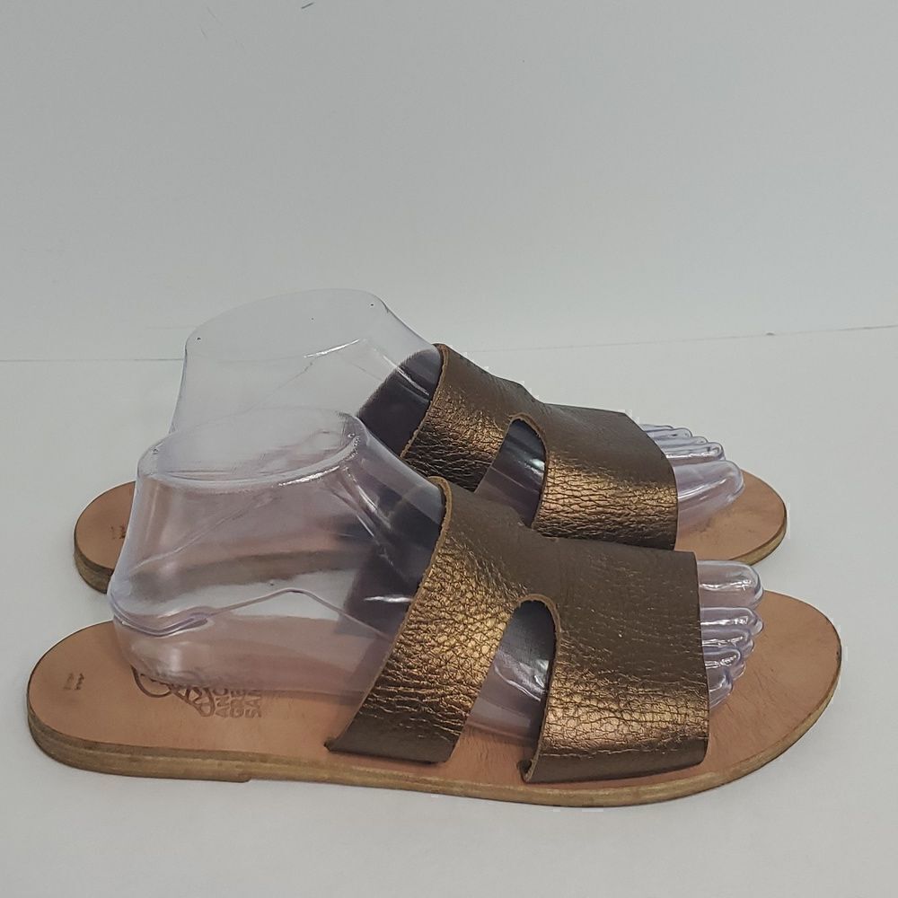 Ancient Greek Sandals Apteros Metallic Bronze Flat Sandals Women's Size 42